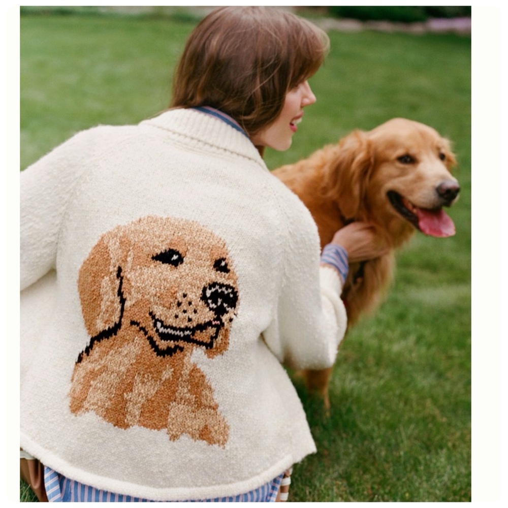 NWT Anthropologie Pilcro The Jesse Dog Icon Cardigan Sweater Oversized, XXS